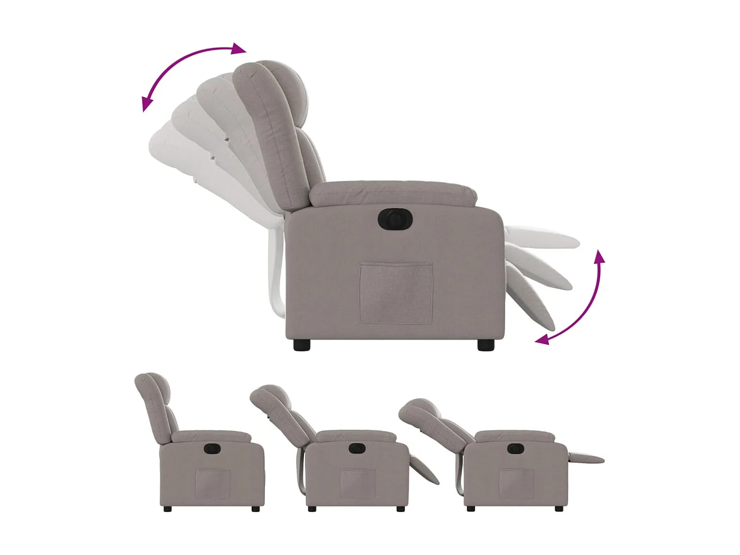 Fauteuil inclinable électrique Taupe Tissu