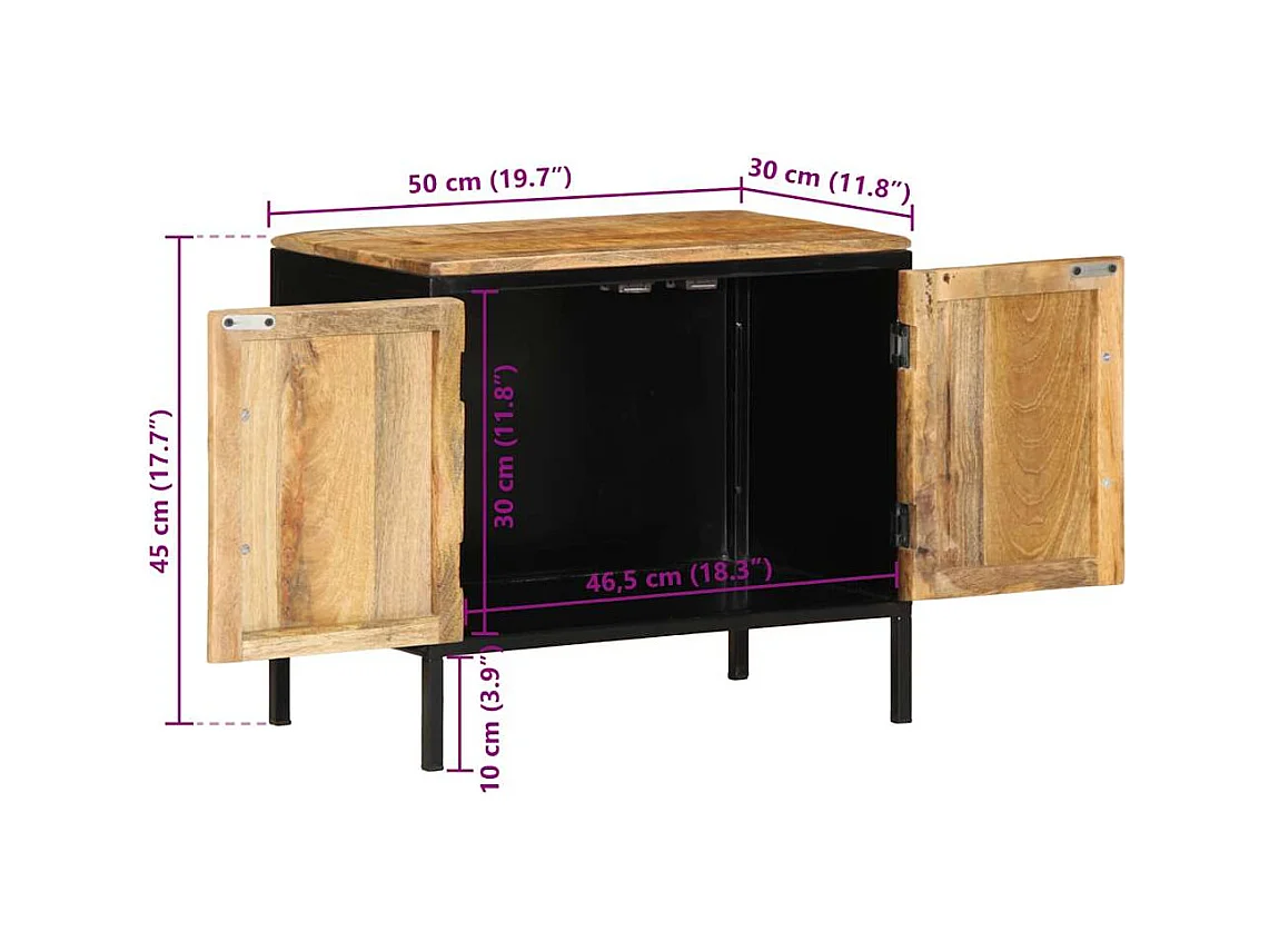 Cabinet de chevet Marron et noir 50 x 30 x 45 cm