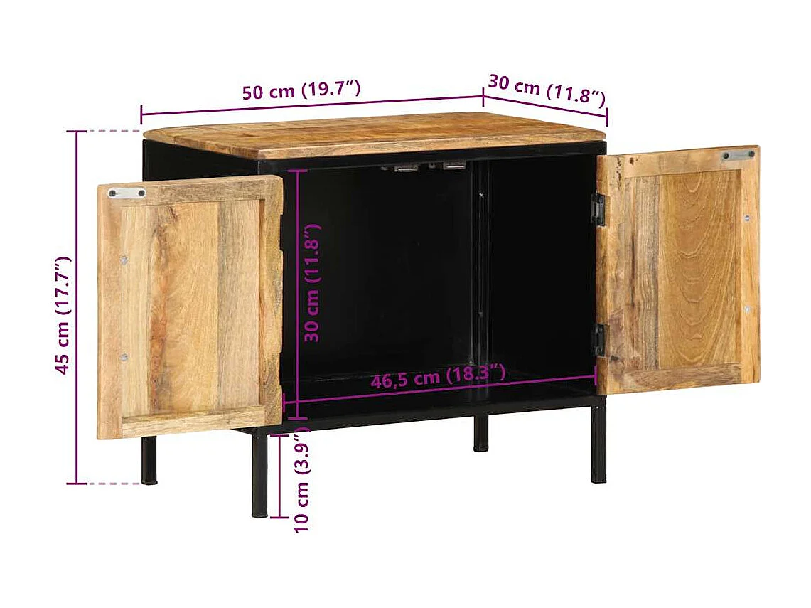 Armário de Cabeceira Castanho e preto 50 x 30 x 45 cm