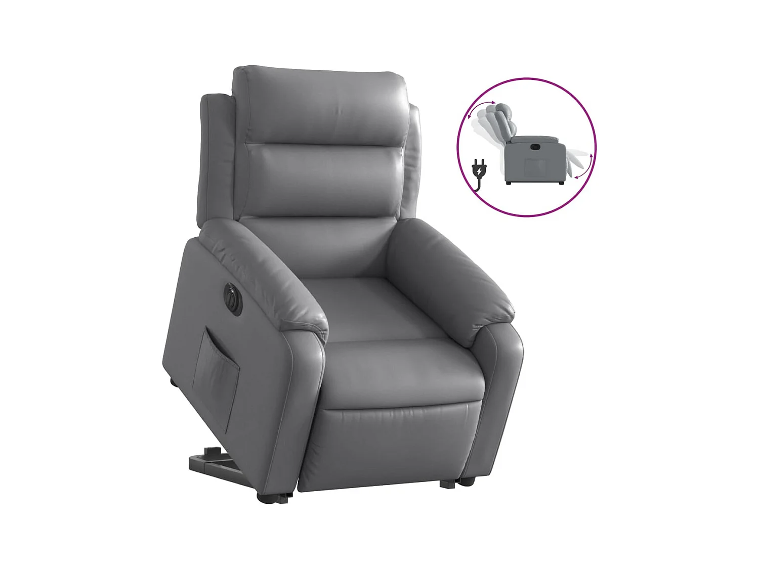 Fauteuil inclinable électrique gris similicuir