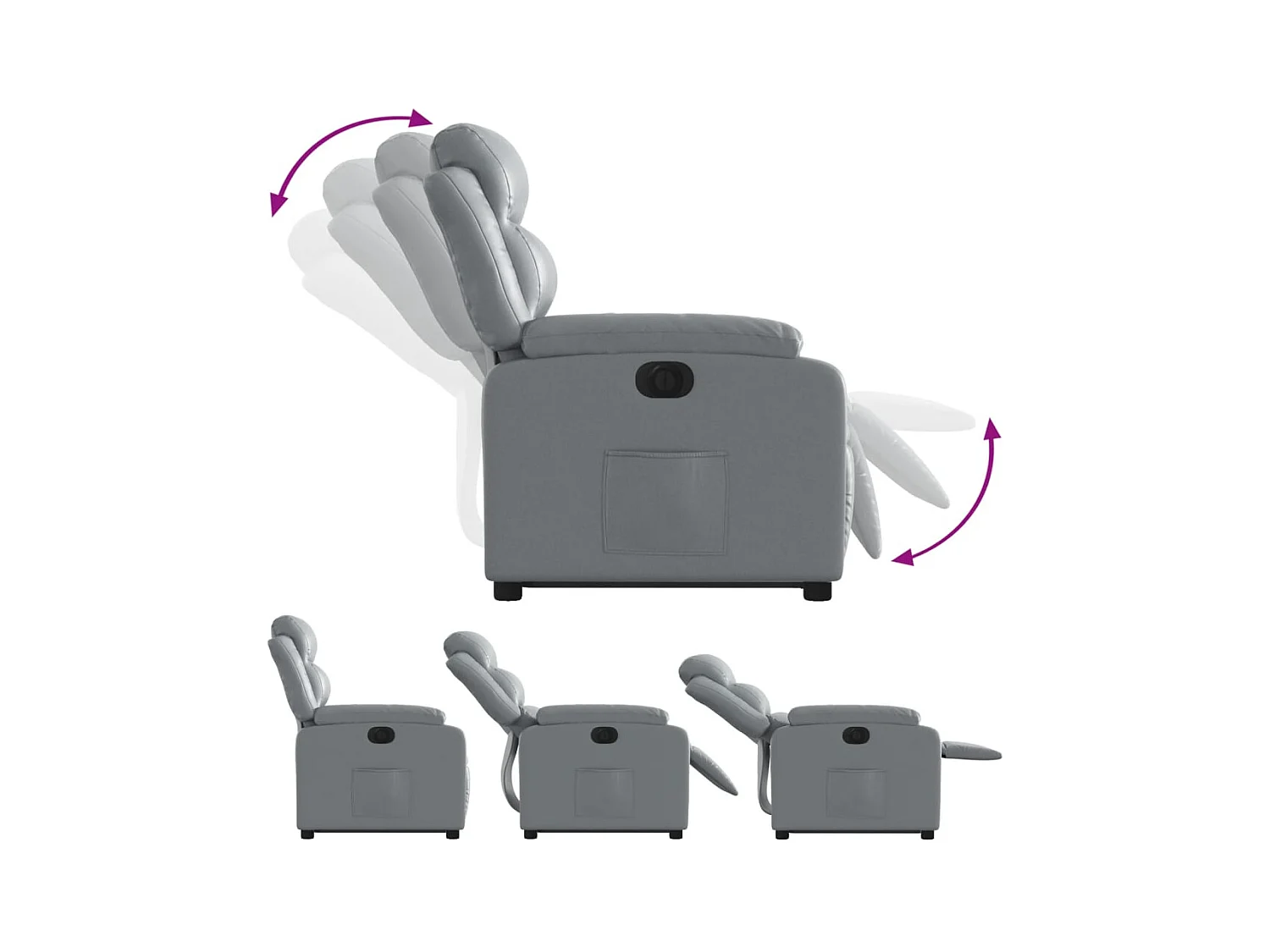 Fauteuil inclinable électrique gris similicuir