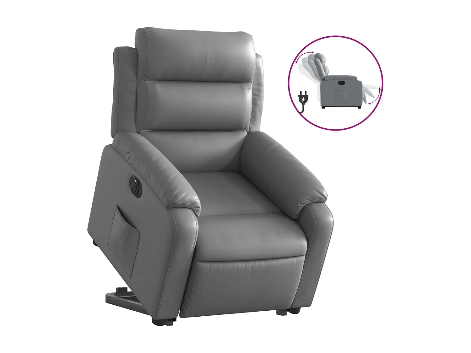 Fauteuil inclinable électrique gris similicuir