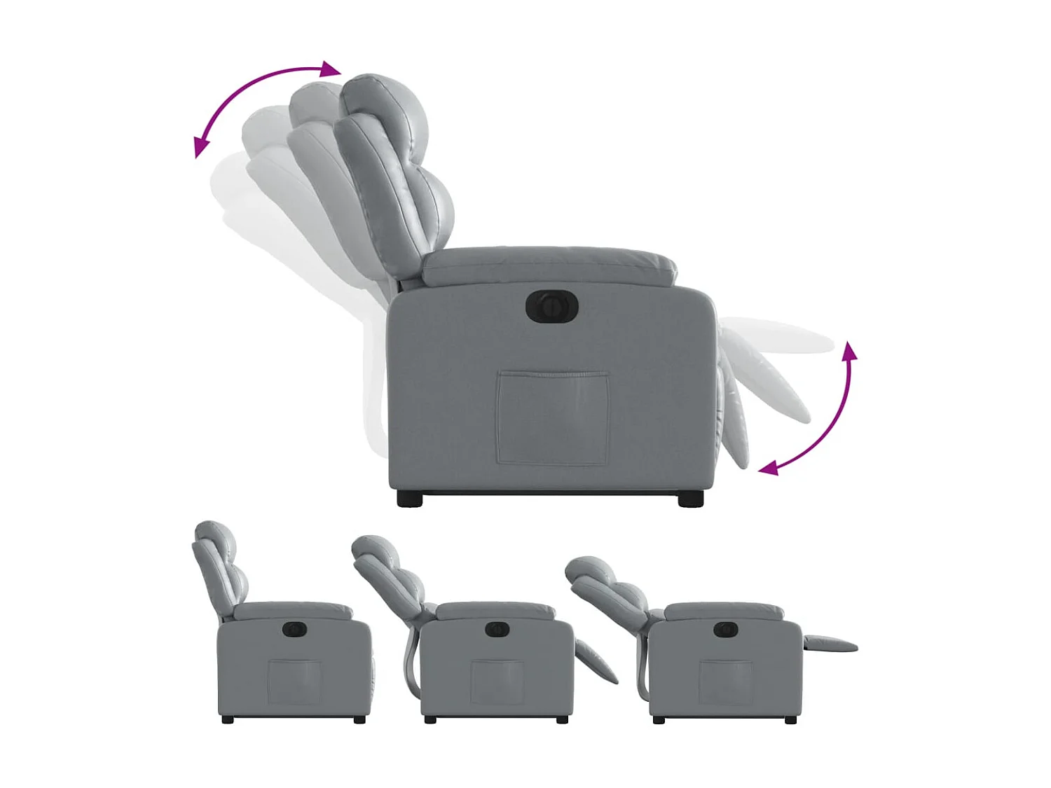 Fauteuil inclinable électrique gris similicuir