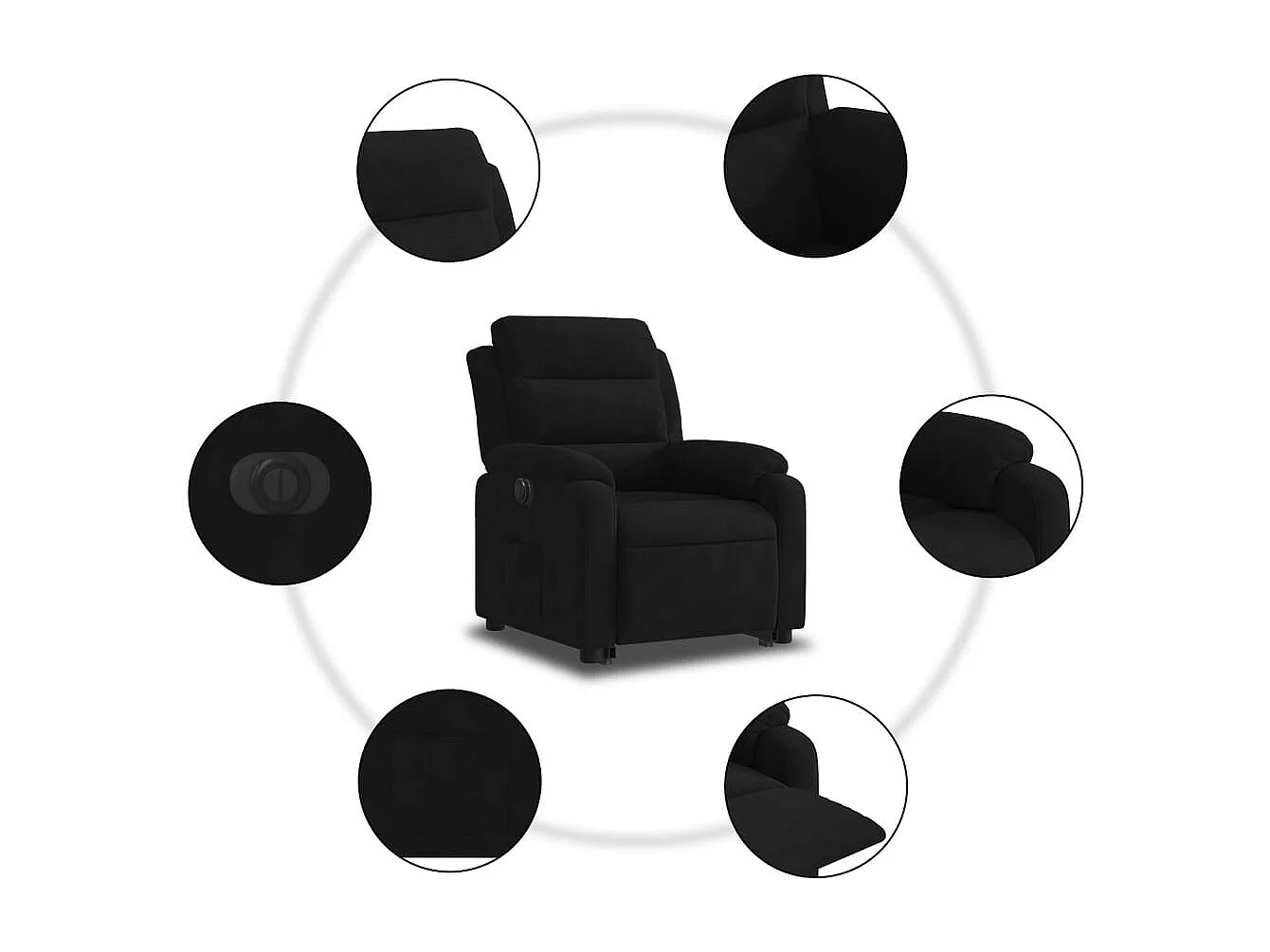 Fauteuil inclinable électrique noir velours
