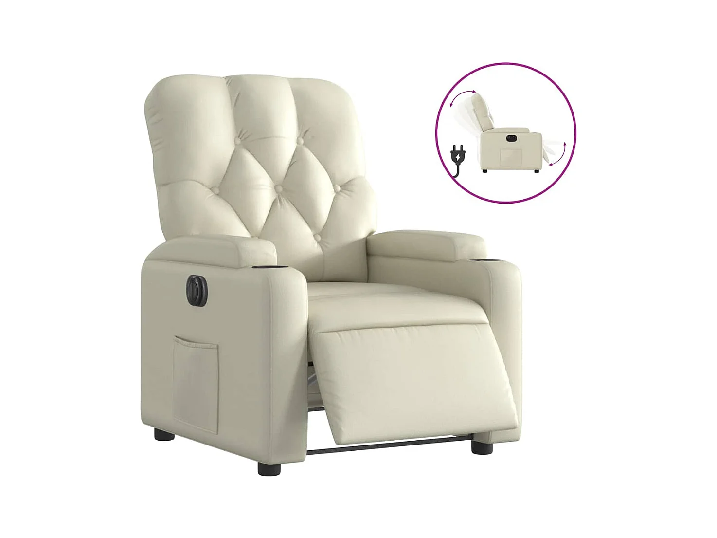 Fauteuil inclinable électrique Crème Similicuir