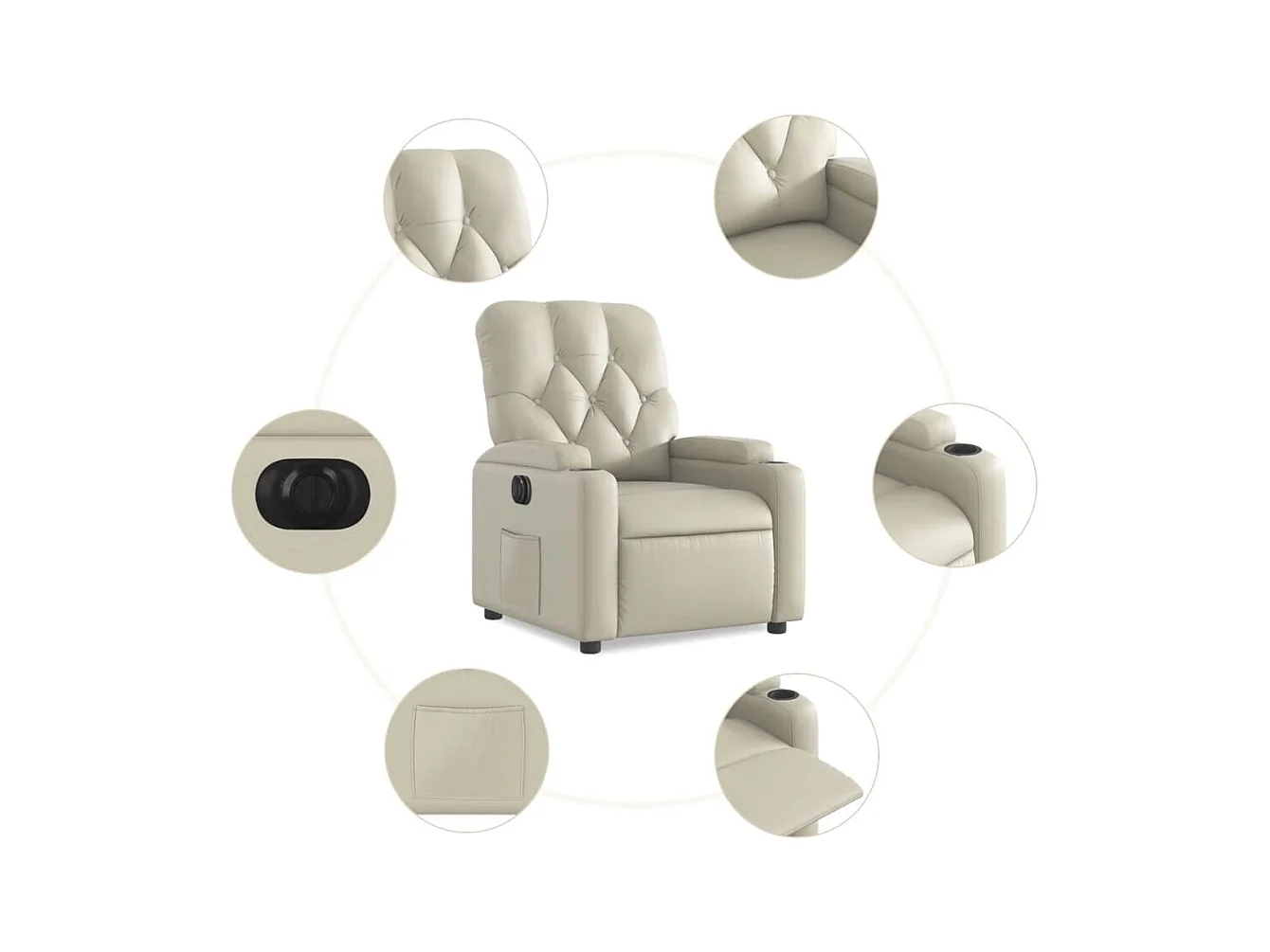 Fauteuil inclinable électrique Crème Similicuir