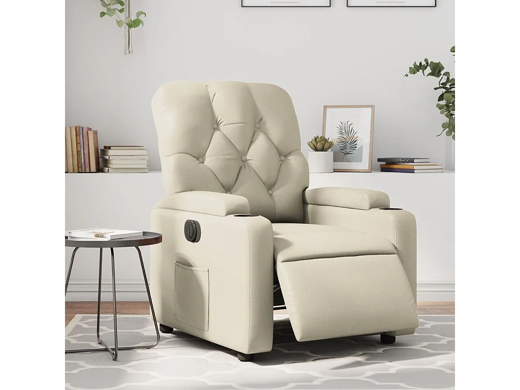 Fauteuil inclinable électrique Crème Similicuir