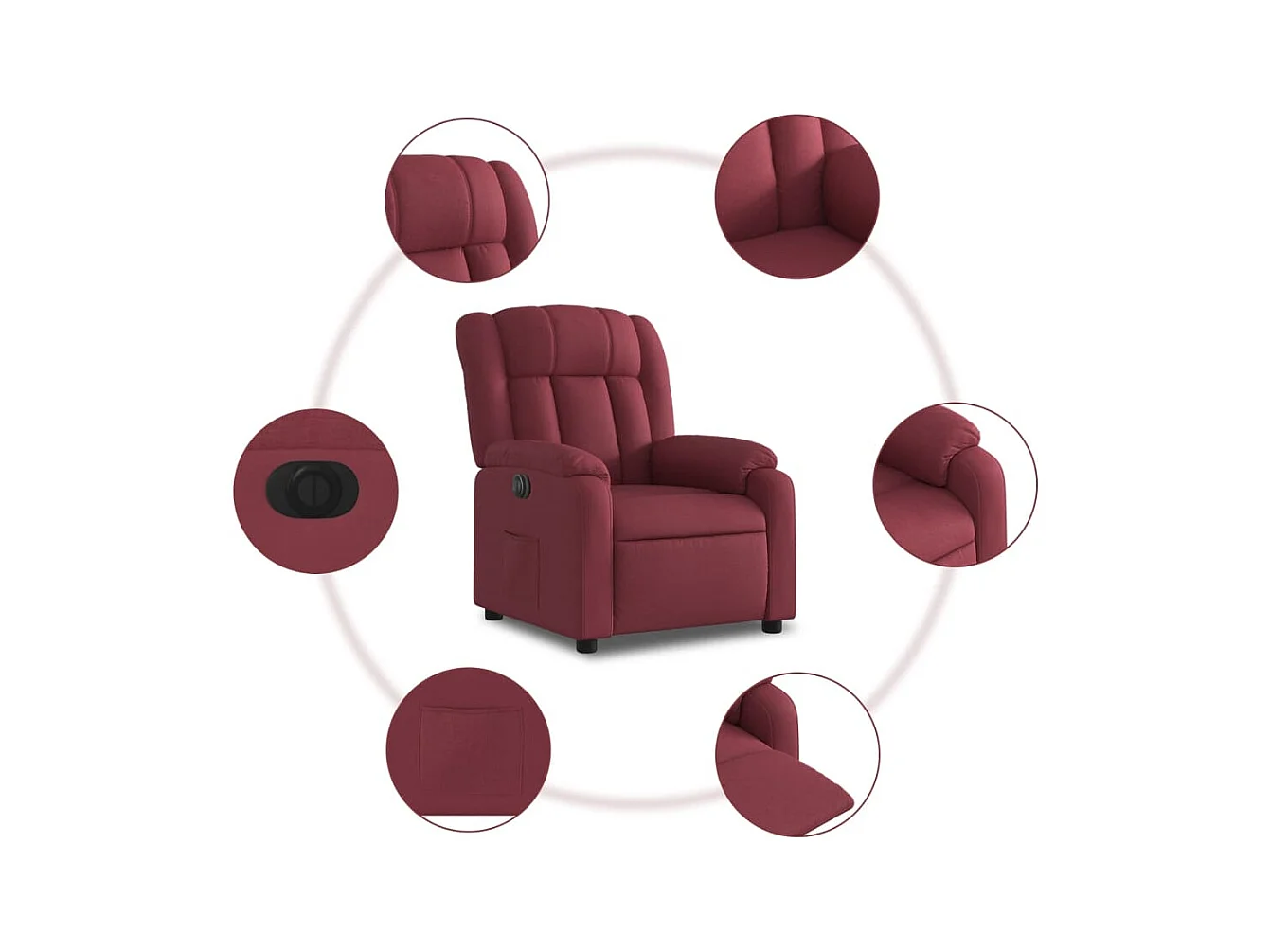 Fauteuil inclinable électrique Rouge bordeaux Tissu