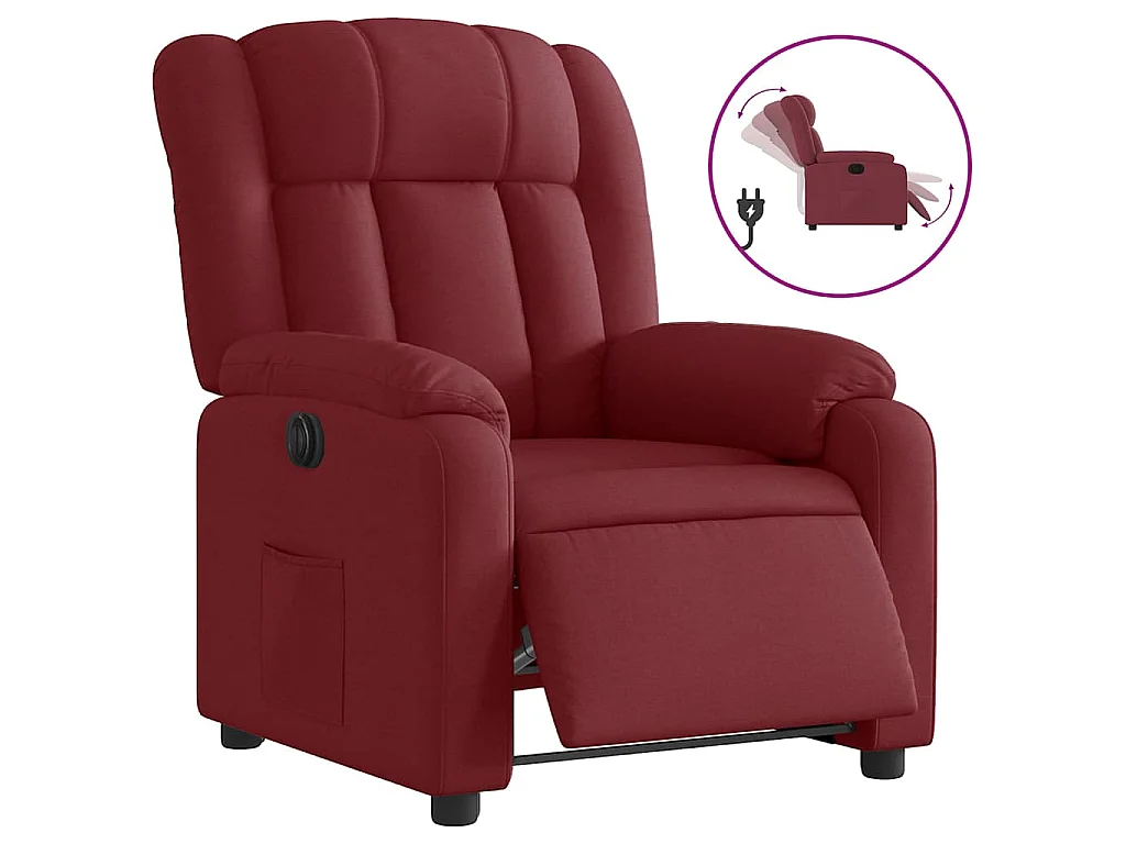 Poltrona Elettrica Reclinabile Rosso Vino in Tessuto