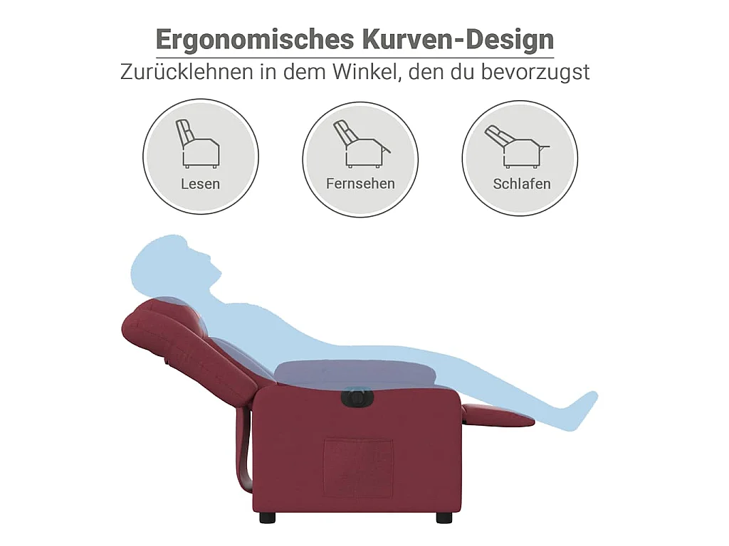 Poltrona Elettrica Reclinabile Rosso Vino in Tessuto