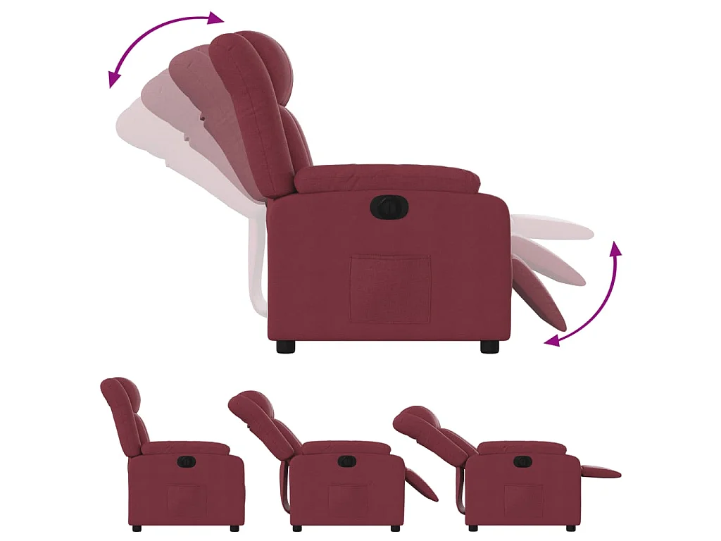Poltrona Elettrica Reclinabile Rosso Vino in Tessuto