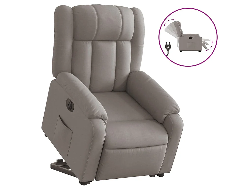 Fauteuil inclinable électrique taupe tissu