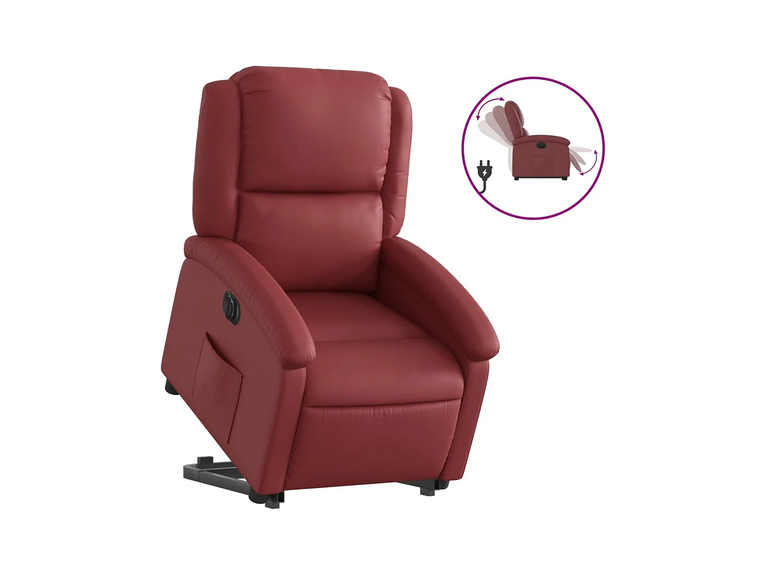 Fauteuil inclinable électrique rouge bordeaux similicuir