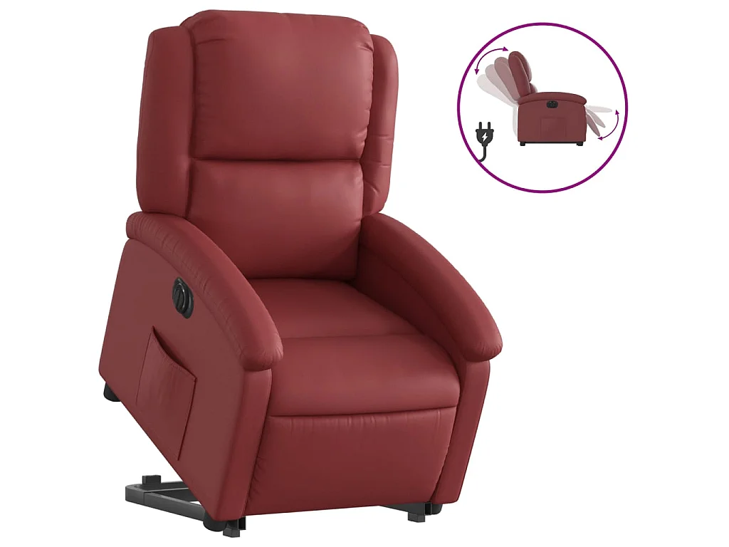 Fauteuil inclinable électrique rouge bordeaux similicuir