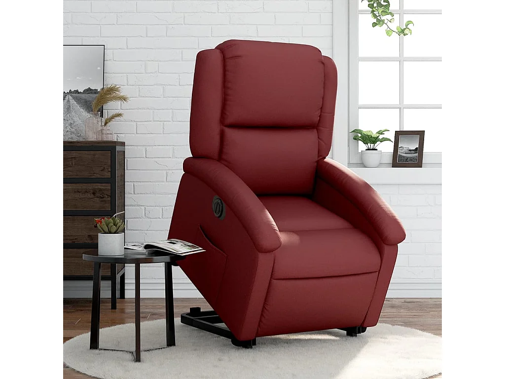 Fauteuil inclinable électrique rouge bordeaux similicuir