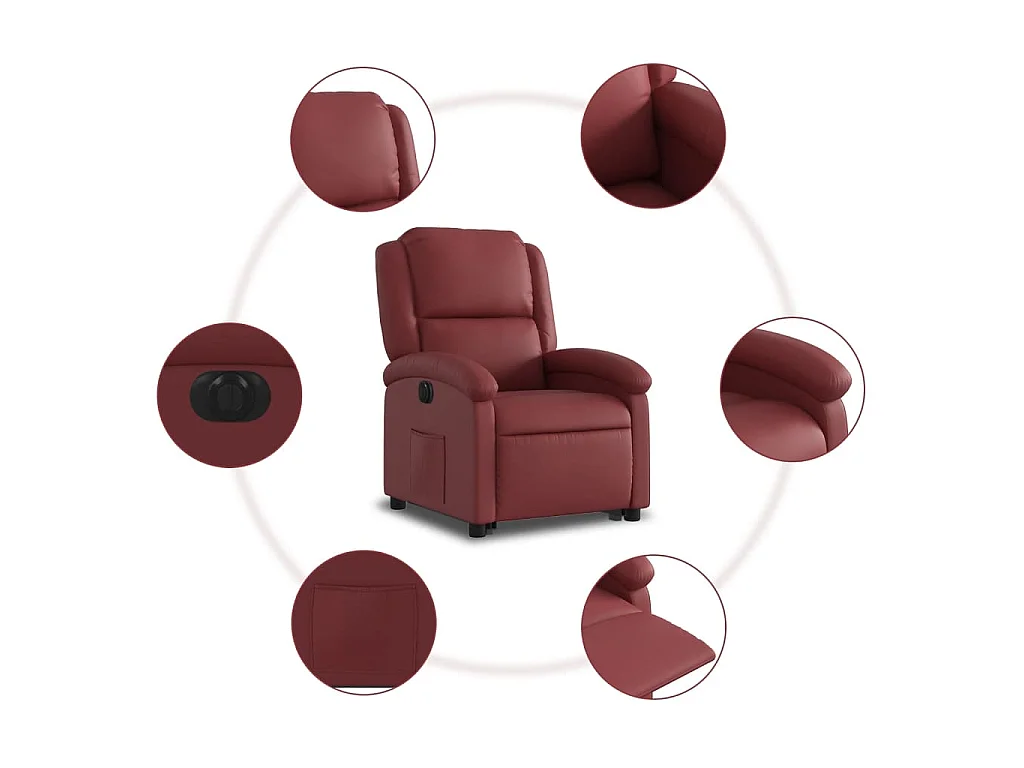Fauteuil inclinable électrique rouge bordeaux similicuir