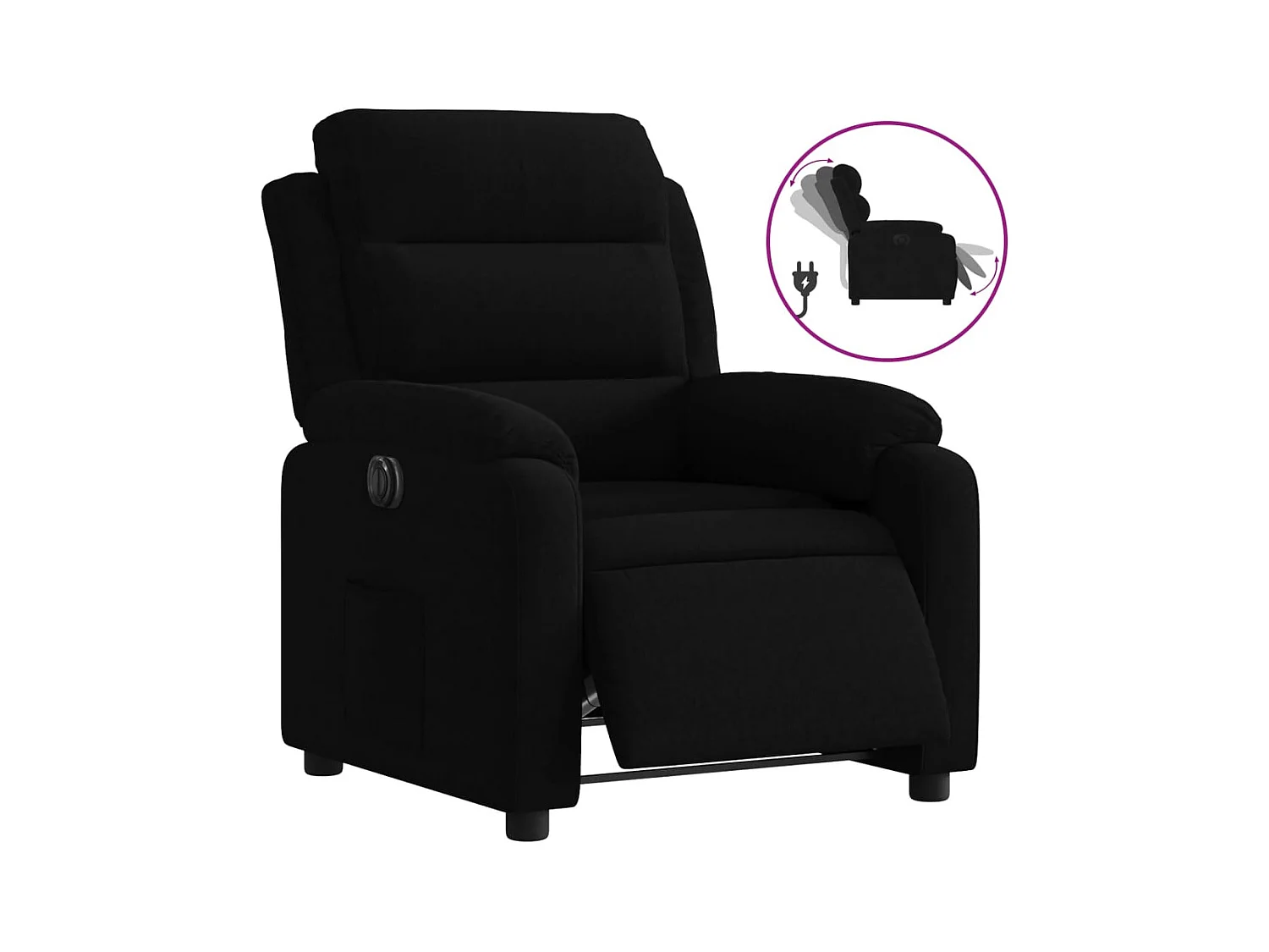Fauteuil verstelbaar elektrisch stof zwart