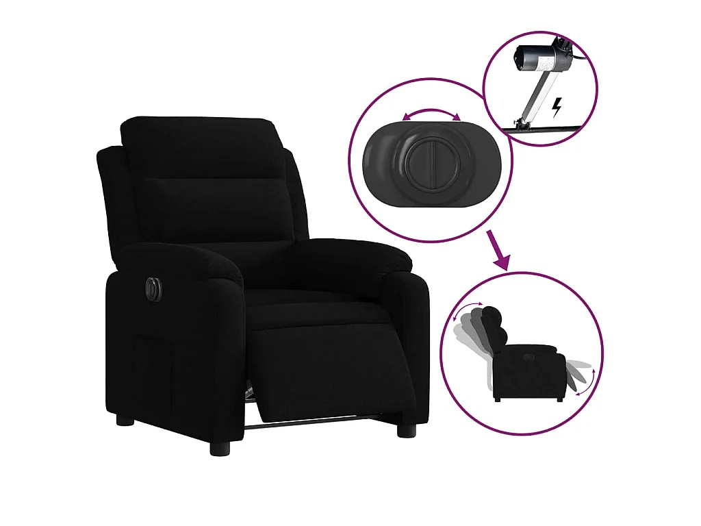 Fauteuil inclinable électrique noir velours