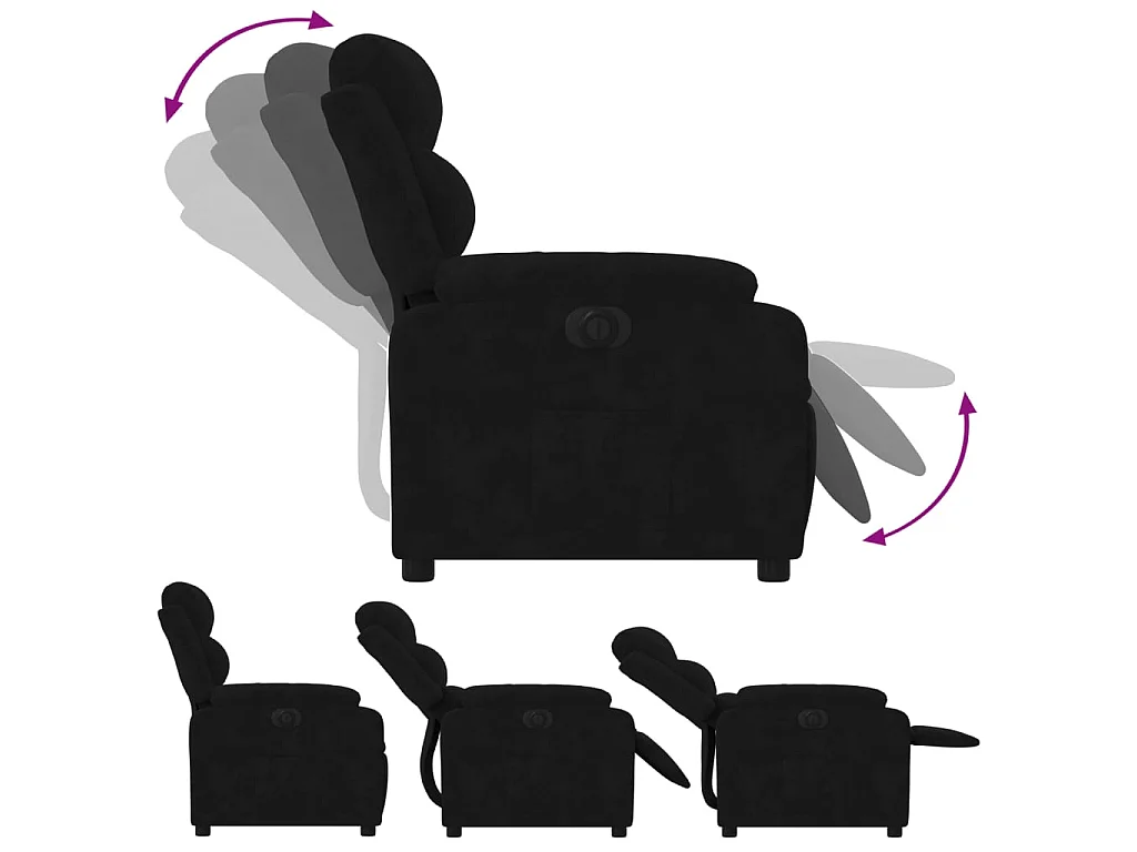 Fauteuil inclinable électrique noir velours