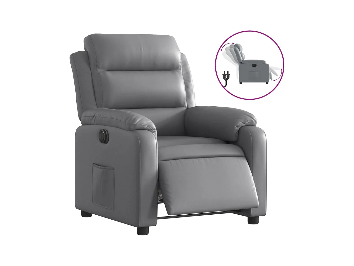 Fauteuil inclinable électrique Gris Similicuir