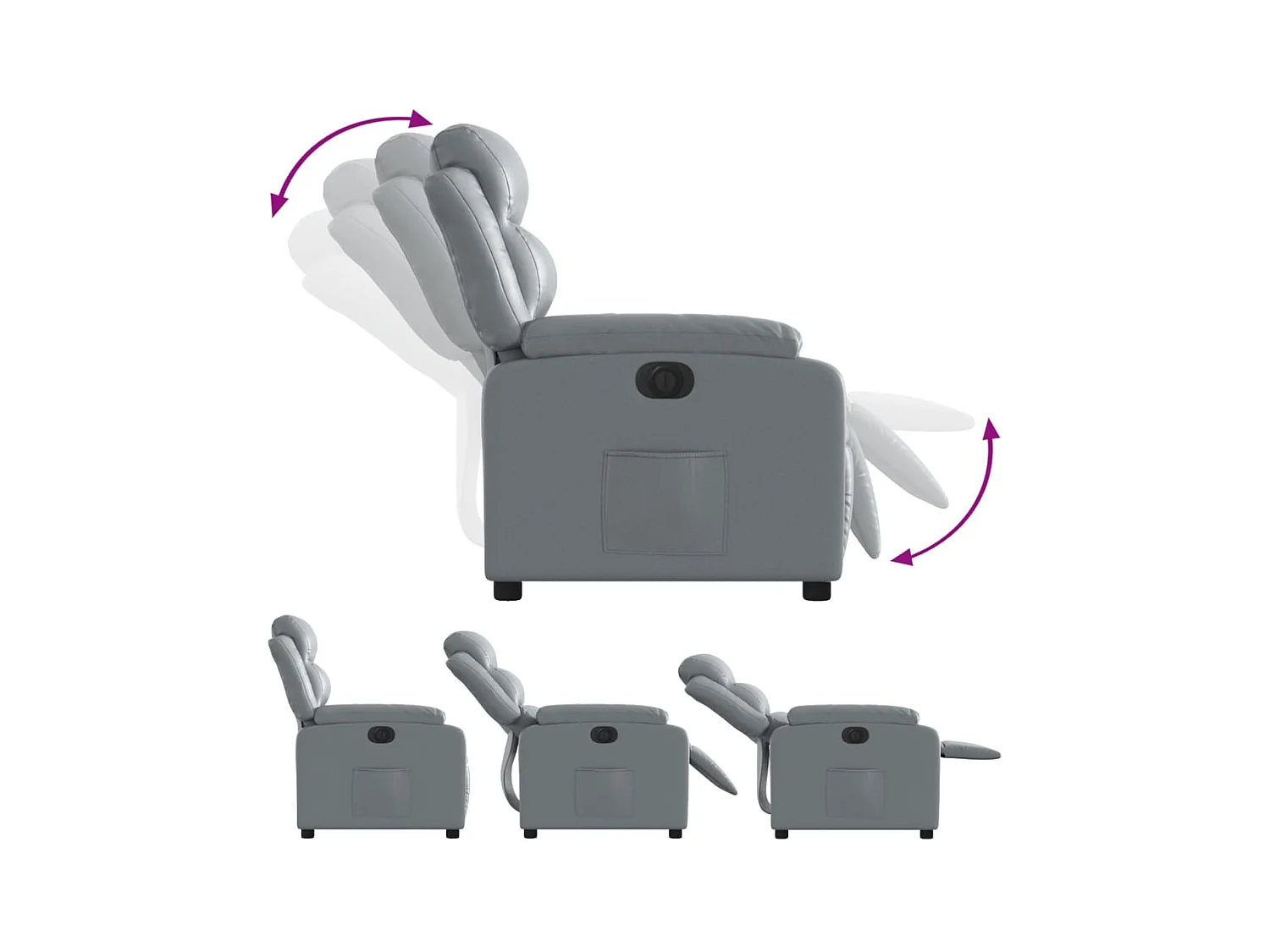 Fauteuil inclinable électrique Gris Similicuir