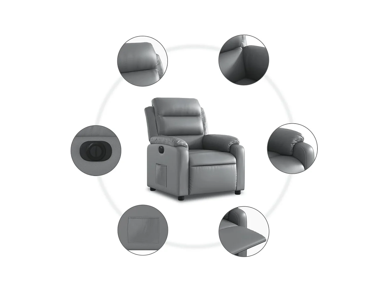 Fauteuil inclinable électrique Gris Similicuir