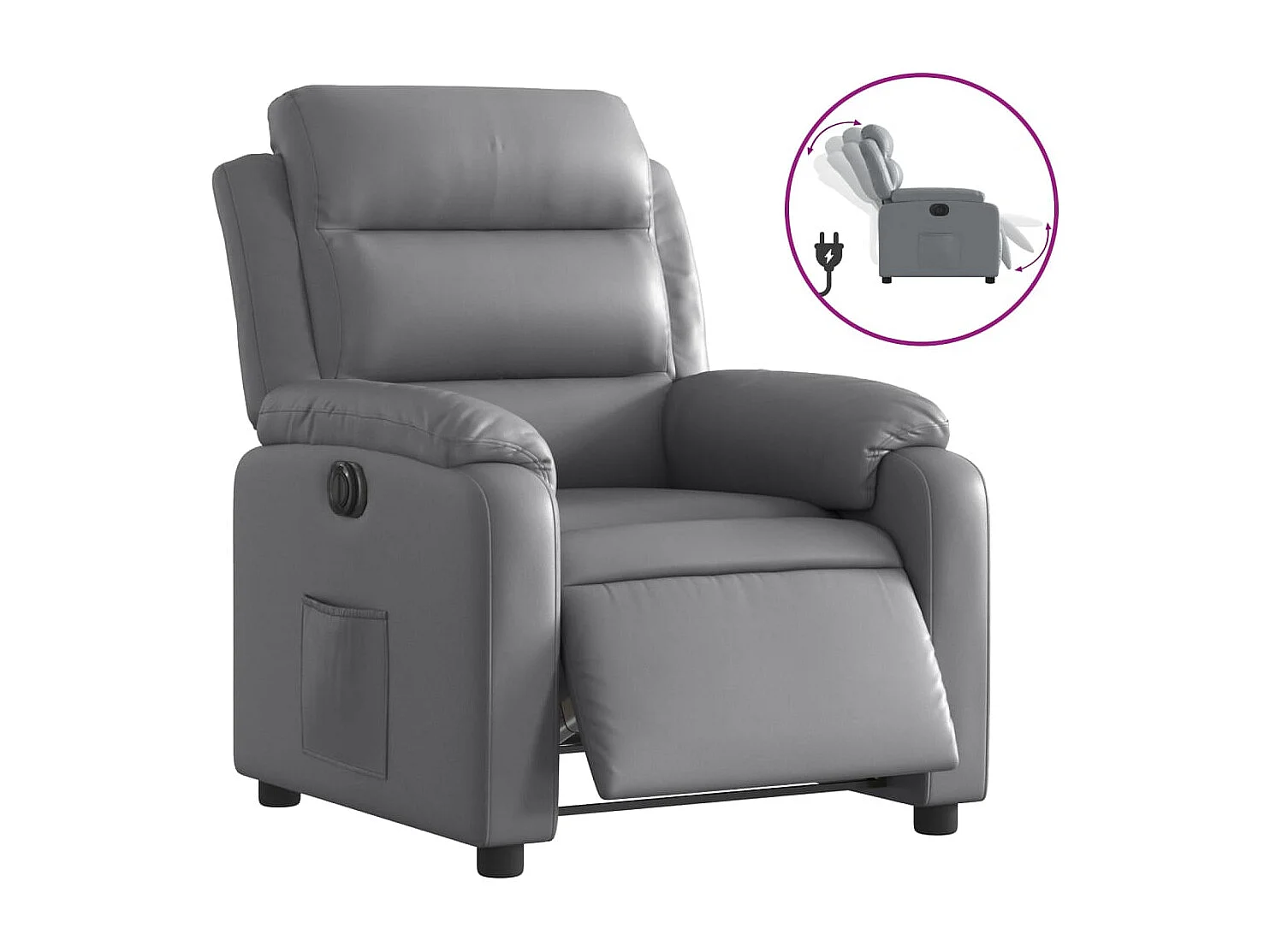 Fauteuil inclinable électrique Gris Similicuir