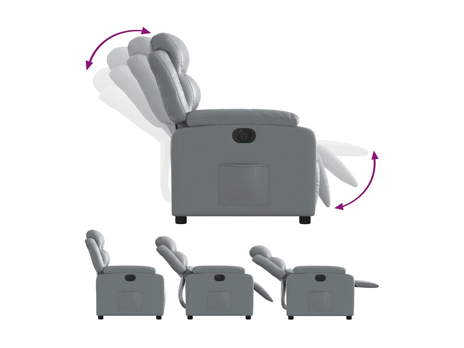 Fauteuil inclinable électrique Gris Similicuir