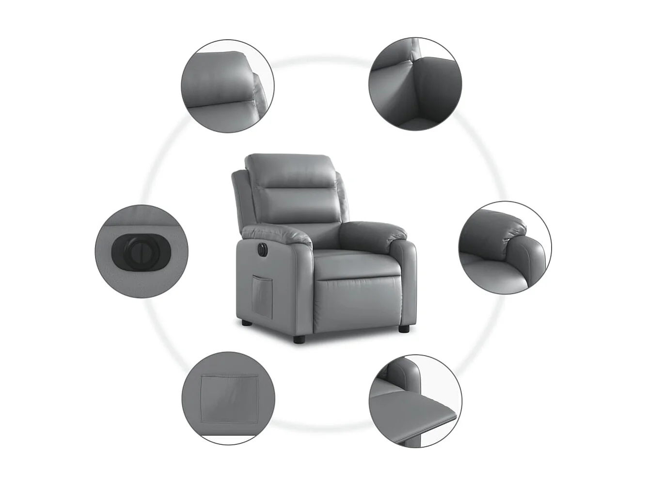 Fauteuil inclinable électrique Gris Similicuir