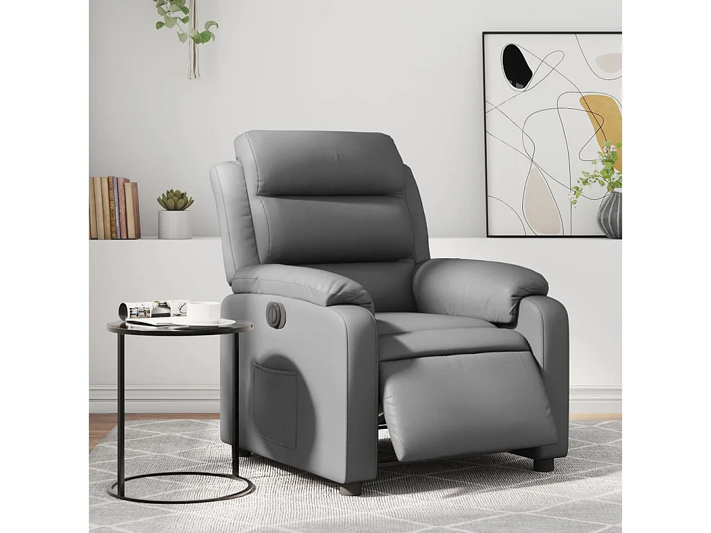 Fauteuil inclinable électrique Gris Similicuir
