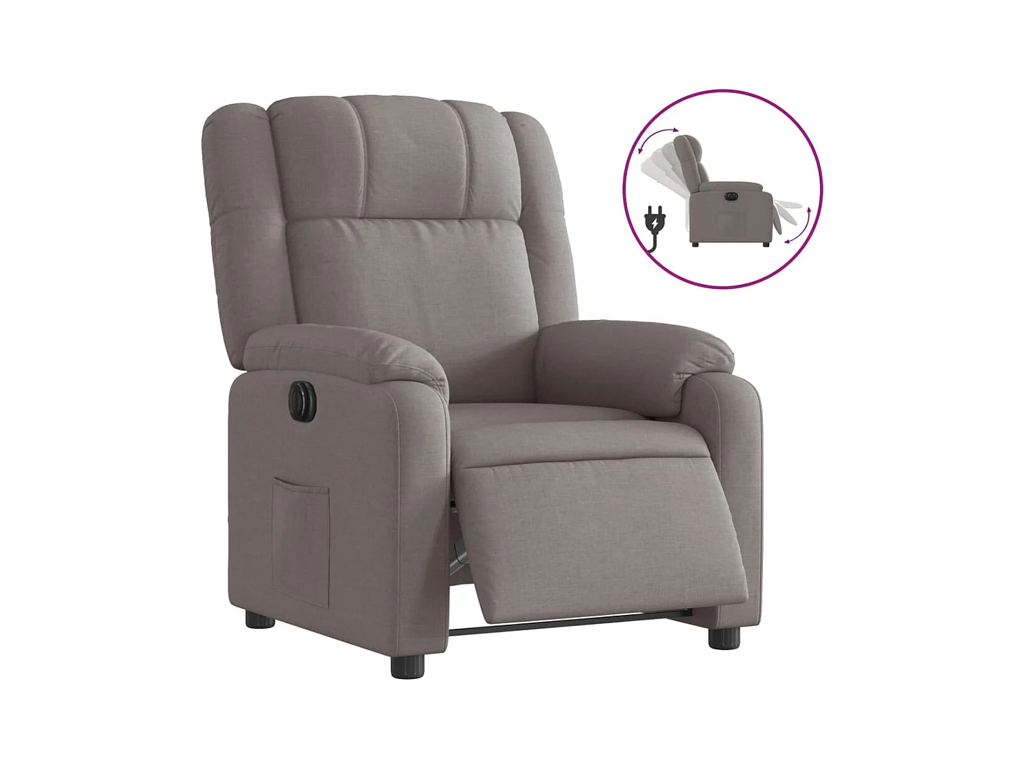 Fauteuil inclinable électrique Taupe Tissu