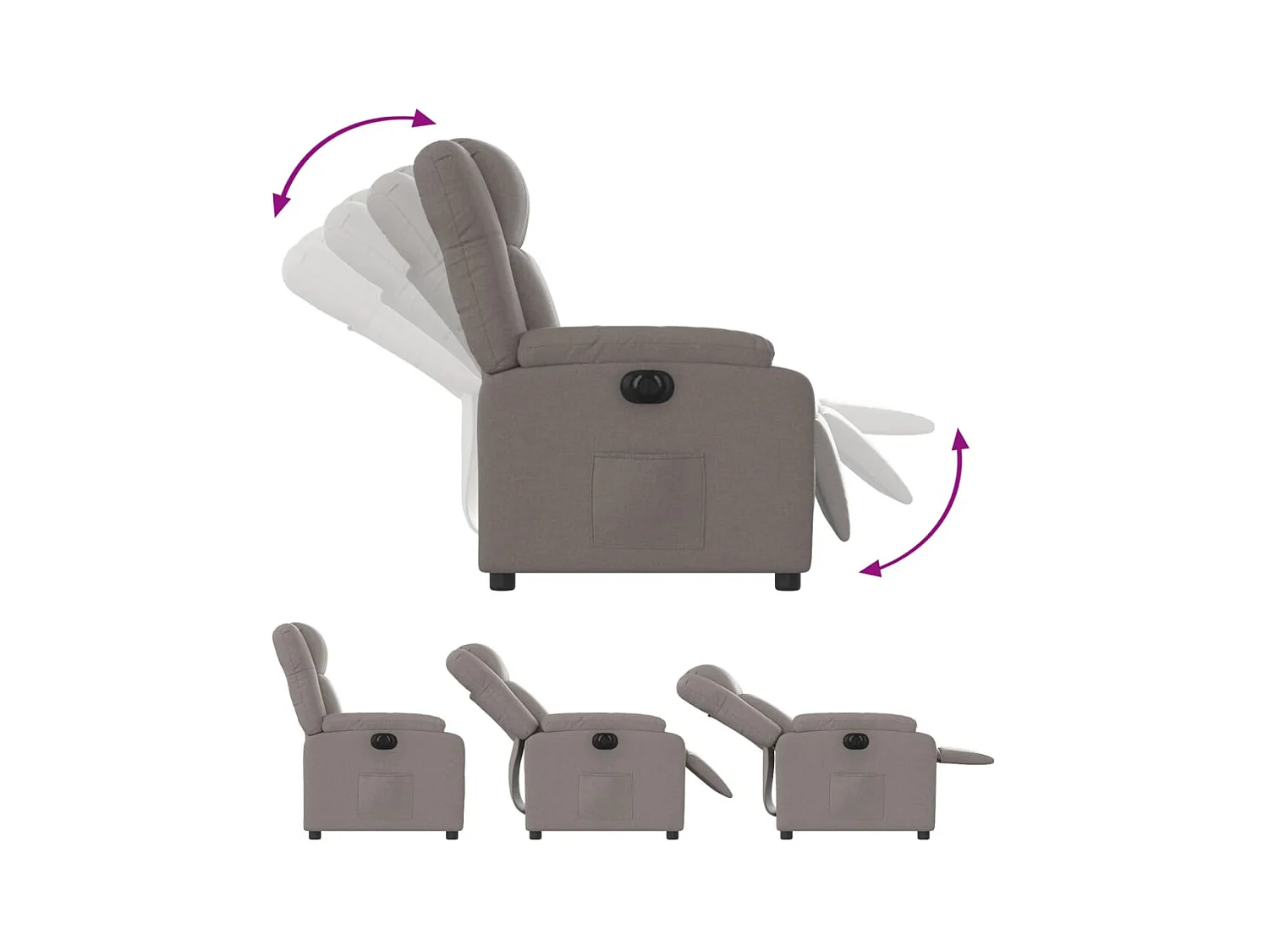 Fauteuil inclinable électrique Taupe Tissu