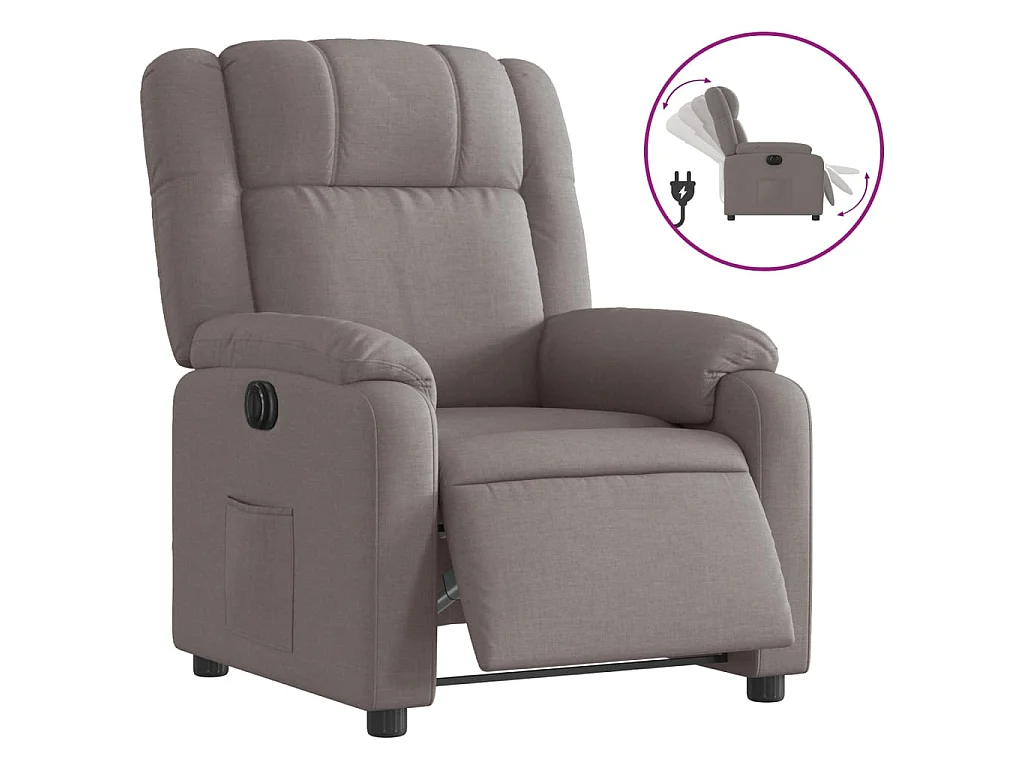 Fauteuil inclinable électrique Taupe Tissu
