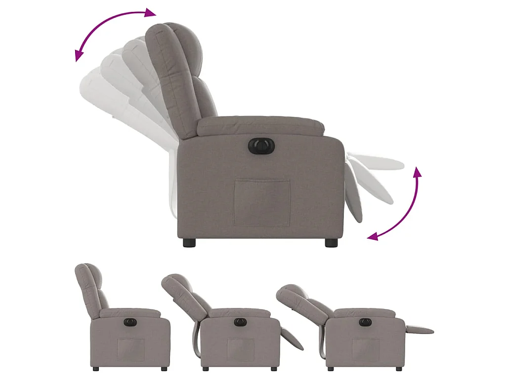 Fauteuil inclinable électrique Taupe Tissu