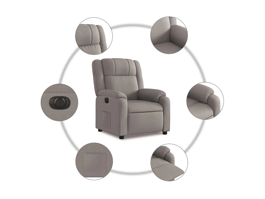Fauteuil inclinable électrique Taupe Tissu