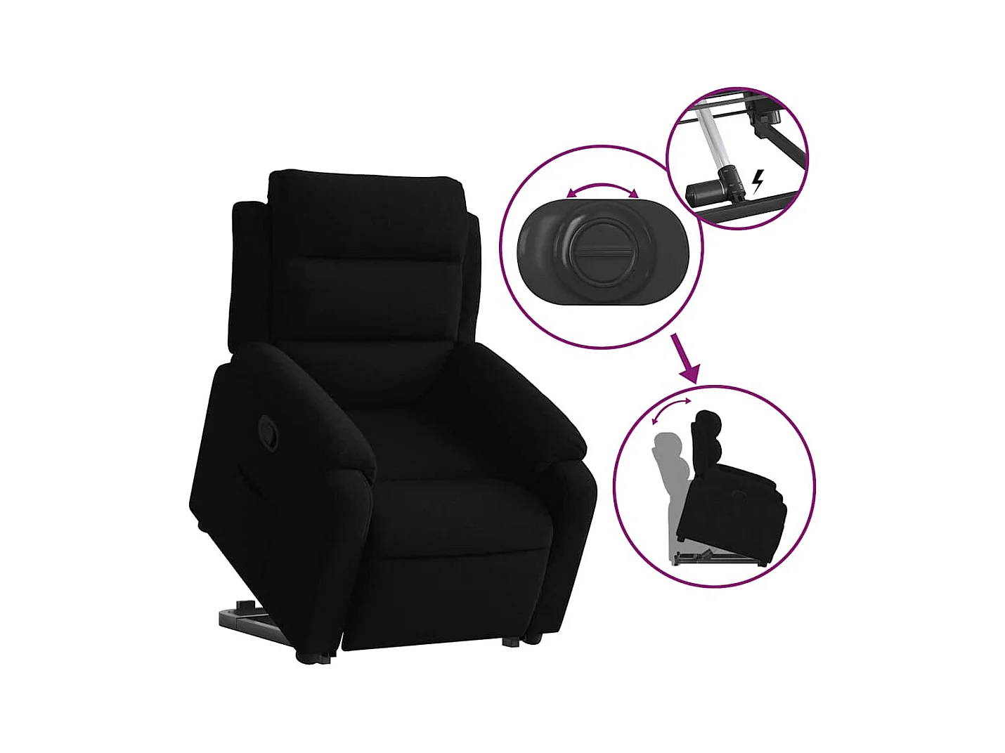 Relaxsessel mit Aufstehhilfe Schwarz Samt