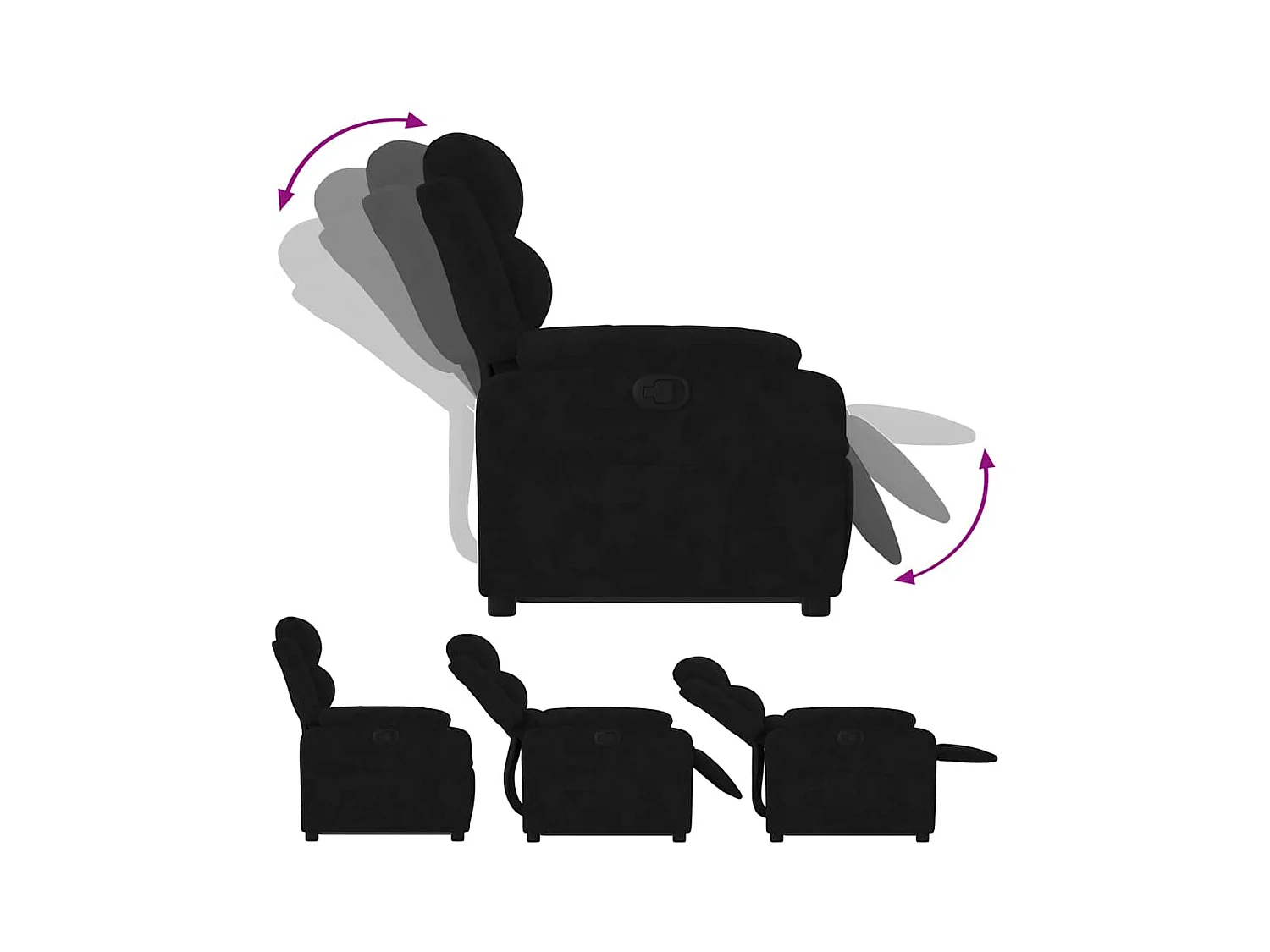 Relaxsessel mit Aufstehhilfe Schwarz Samt