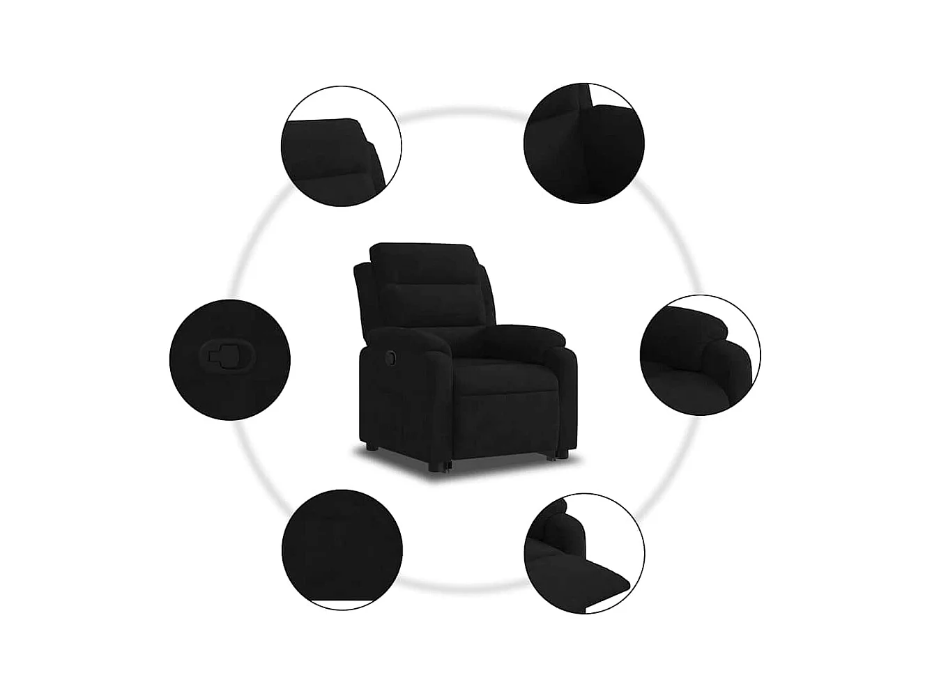 Relaxsessel mit Aufstehhilfe Schwarz Samt