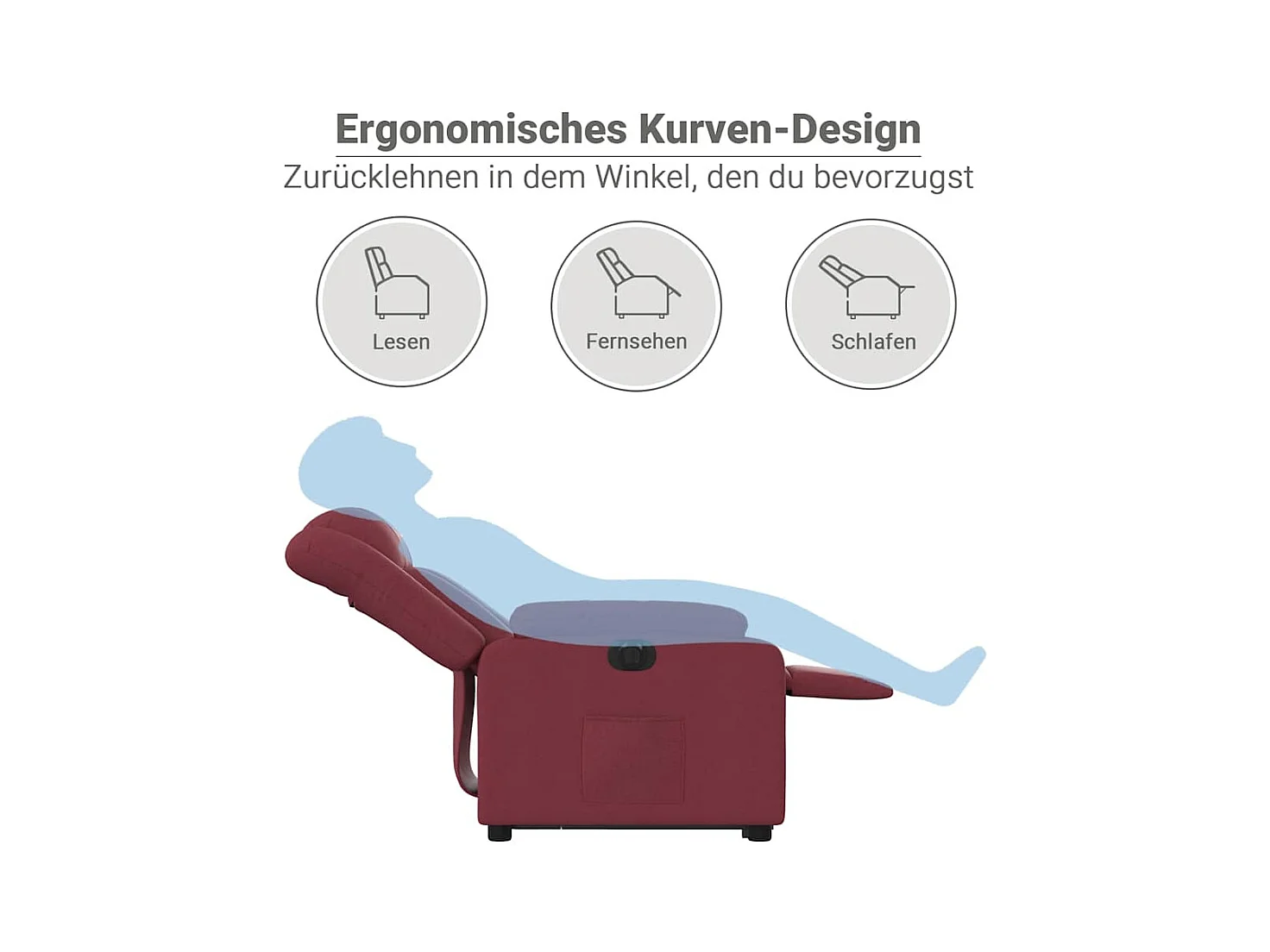 Fauteuil inclinable électrique rouge bordeaux tissu