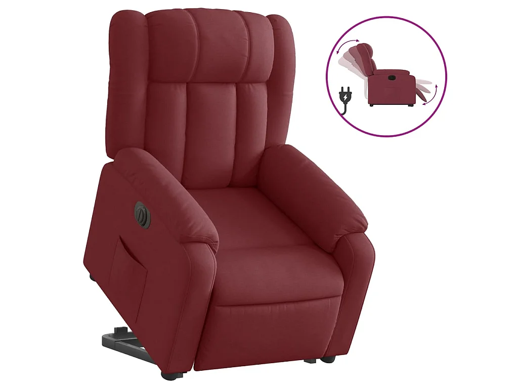 Fauteuil inclinable électrique rouge bordeaux tissu