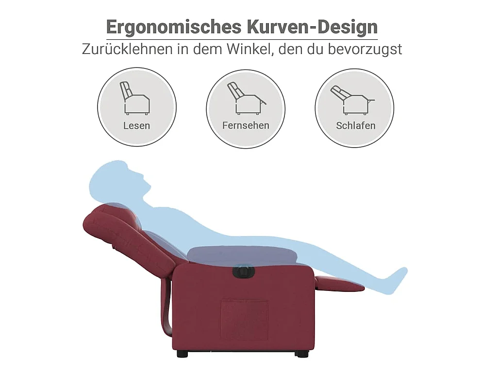 Fauteuil inclinable électrique rouge bordeaux tissu