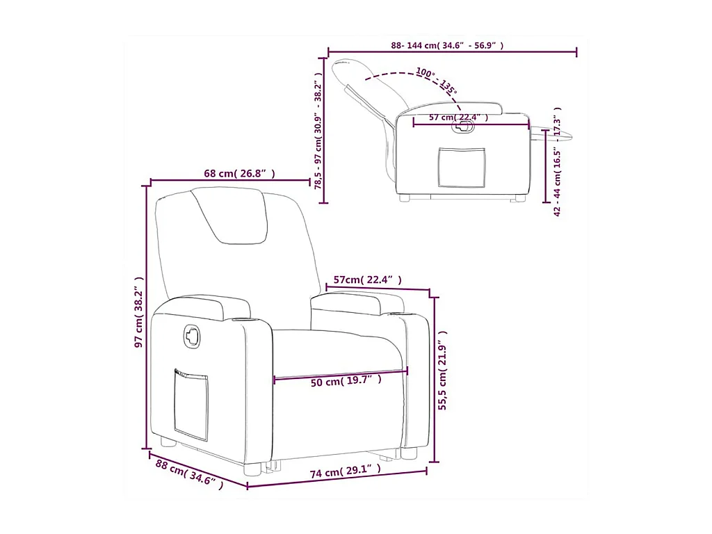 Fauteuil inclinable noir tissu