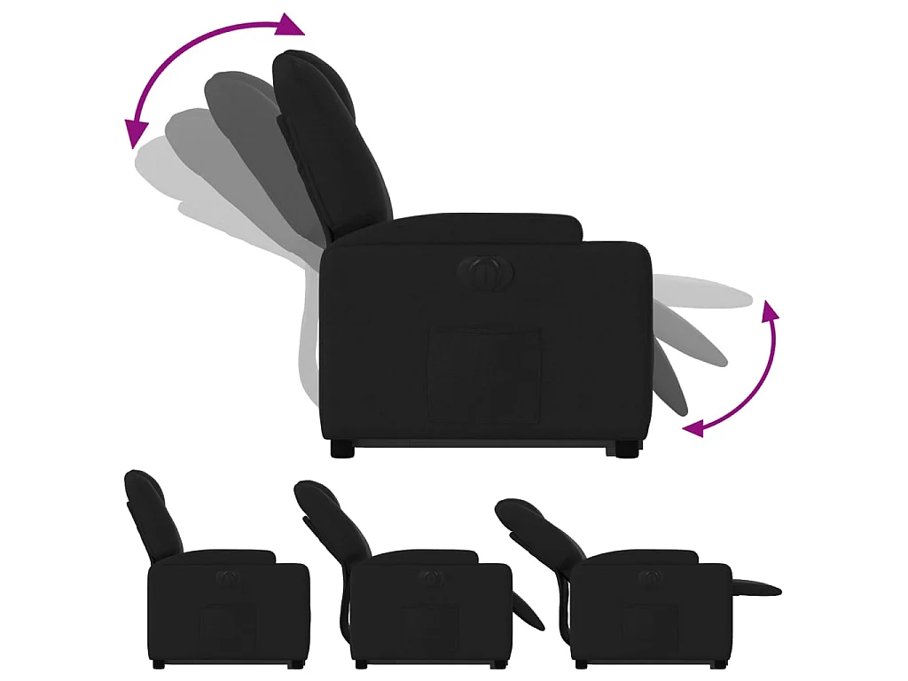Fauteuil inclinable électrique noir tissu