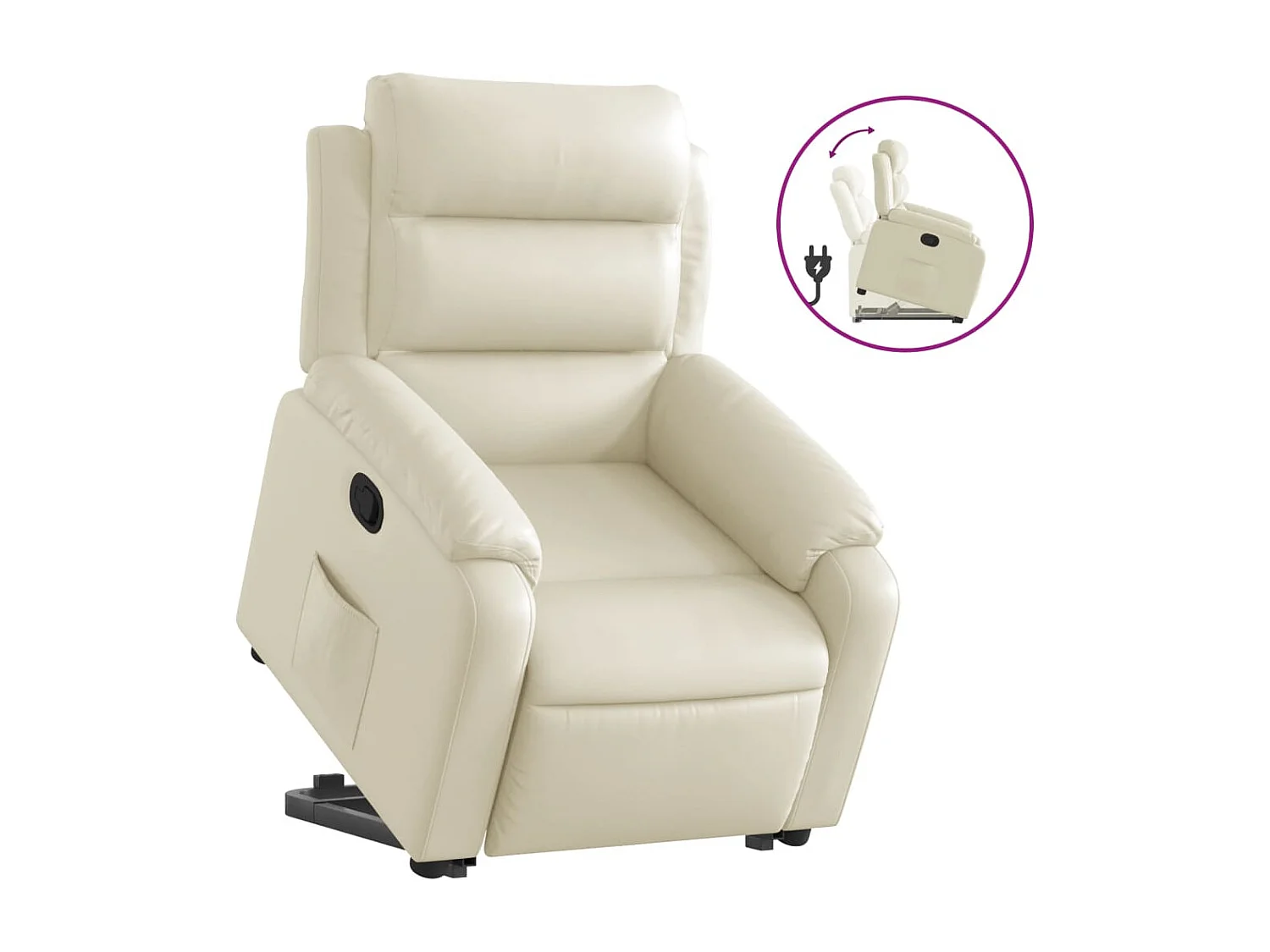 Poltrona Alzapersona Reclinabile Crema in Similpelle