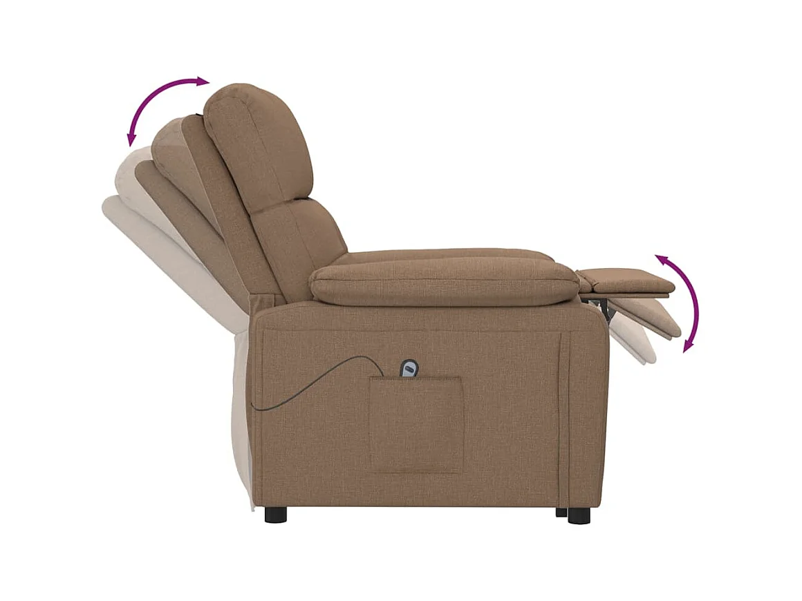 Fauteuil inclinable électrique Marron Tissu