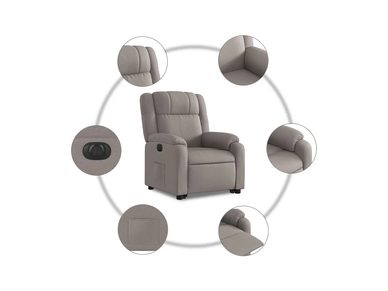 Fauteuil inclinable électrique taupe tissu
