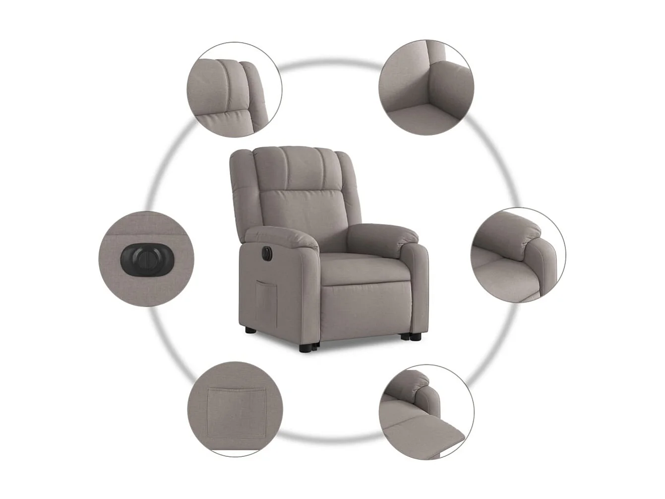 Fauteuil inclinable électrique taupe tissu