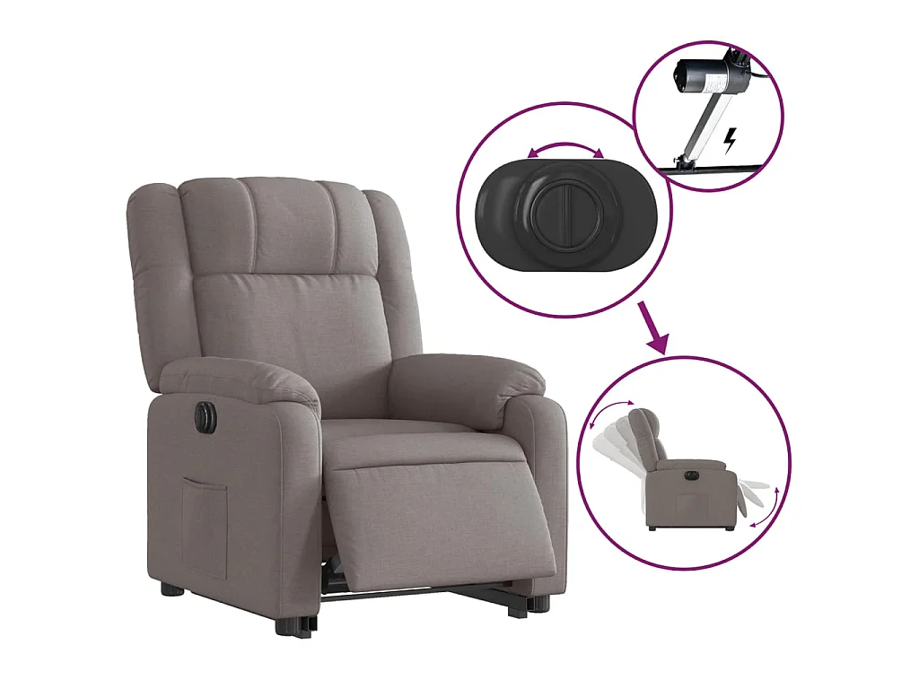 Fauteuil inclinable électrique taupe tissu