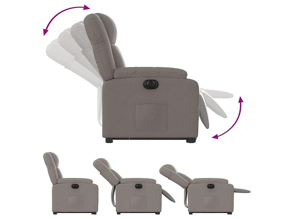 Fauteuil inclinable électrique taupe tissu