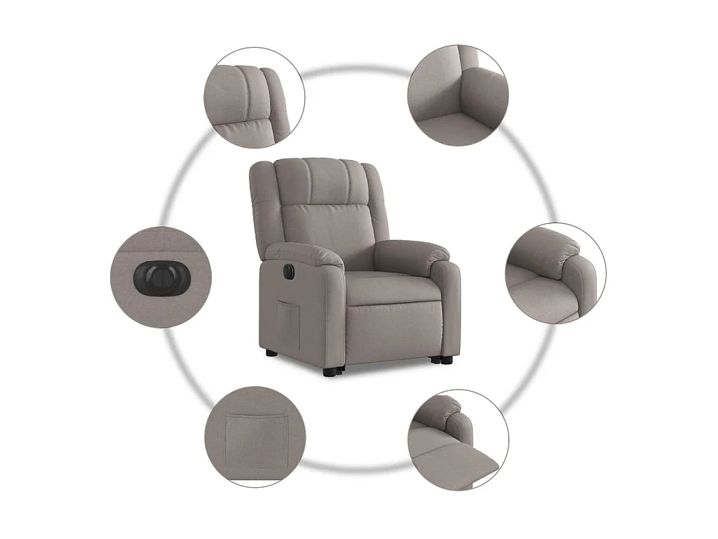 Fauteuil inclinable électrique taupe tissu